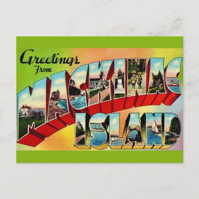 Mackinac Island Greetings Postcard (Front)