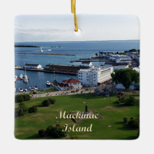 Mackinac Island Harbor & Lake Huron in Michigan Ceramic Ornament
