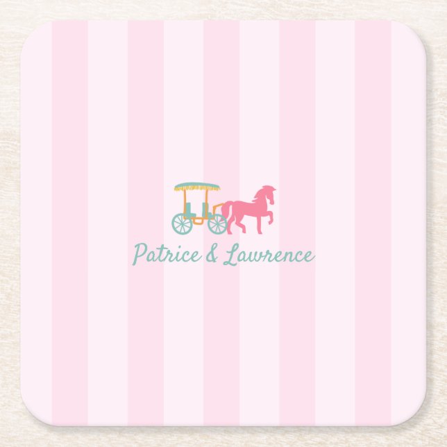 Mackinac Island Horse Drawn Carriage Wedding Square Paper Coaster (Front)