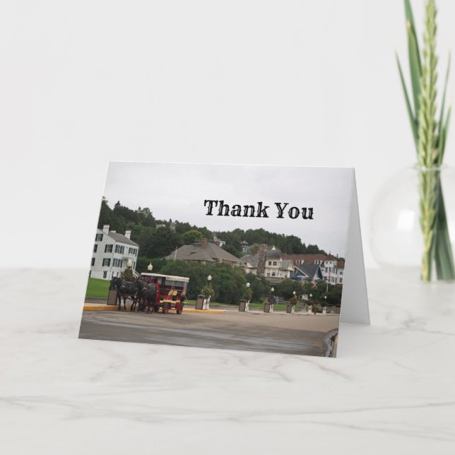 Mackinac Island Main Street Buggy Thank You Card (Front)