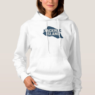 Mackinac Island Map Silhouette Bold Michigan Hoodie