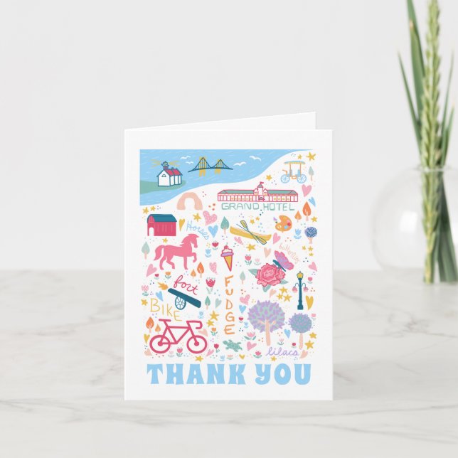 Mackinac Island Michigan Bachelorette Party Thank You Card (Front)