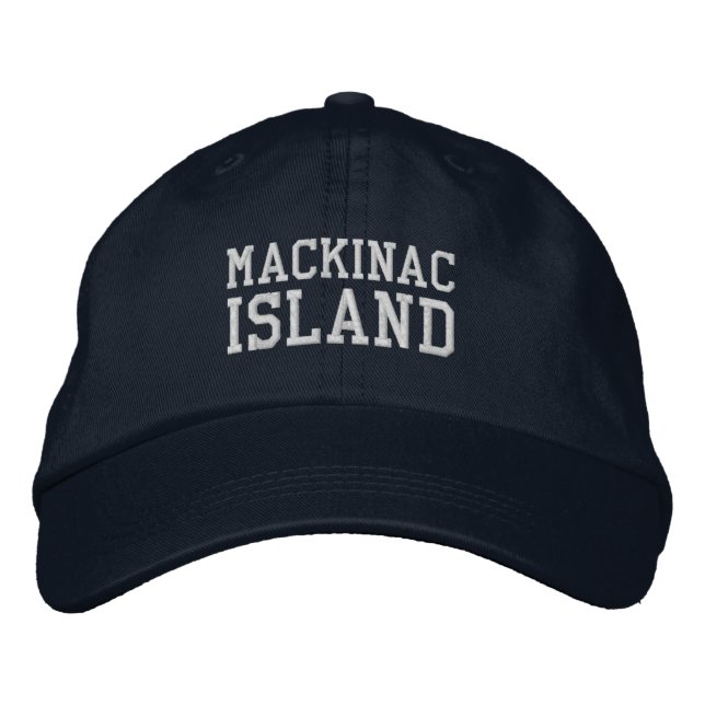 Mackinac Island Michigan Embroidered Baseball Hat (Front)