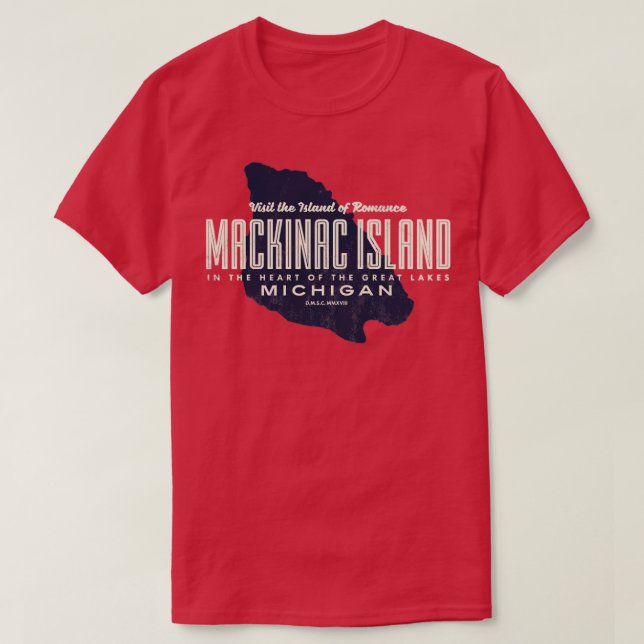 Mackinac Island Michigan Island Map T-Shirt (Design Front)