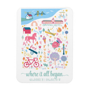 Mackinac Island Michigan Map Custom Coordinates  Magnet