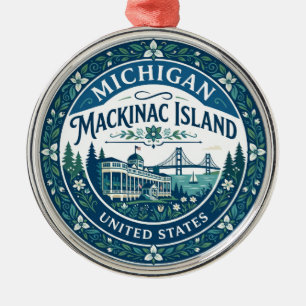 Mackinac Island Michigan Metal Tree Decoration