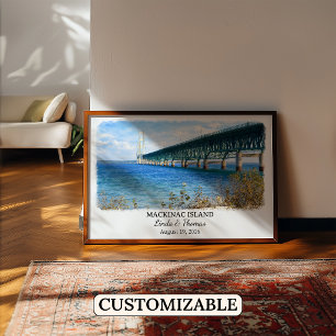 Mackinac Island Michigan Poster, Watercolor, Custo Poster