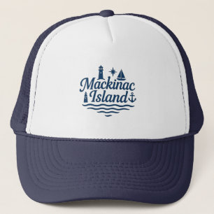 Mackinac Island Nautical Design Michigan Trucker Hat