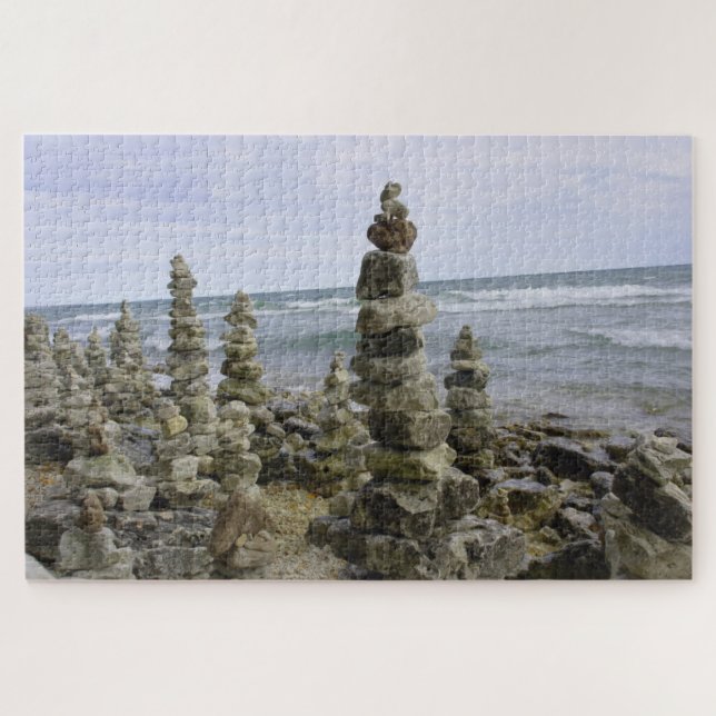 Mackinac Island Rock Cairn Collection - 20x30 inch Jigsaw Puzzle (Horizontal)