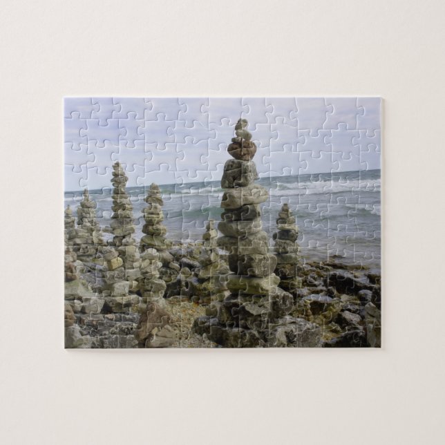 Mackinac Island Rock Cairn Collection - 8x10 inch Jigsaw Puzzle (Horizontal)