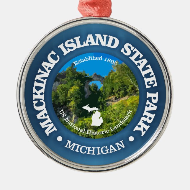 Mackinac Island SP Metal Tree Decoration (Front)
