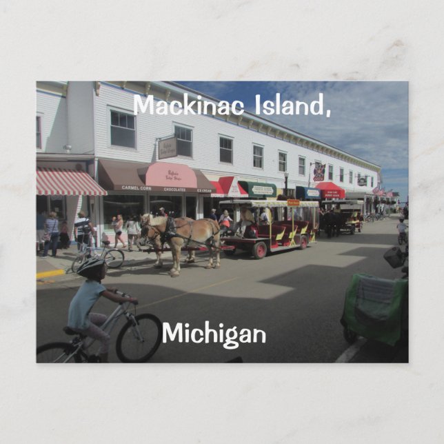 Mackinac Island Street Scene Postcard (Front)