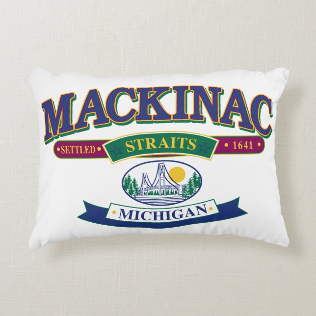 Mackinac Island The Straits Decorative Cushion (Front)