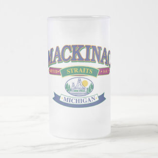 Mackinac Island The Straits Frosted Glass Beer Mug