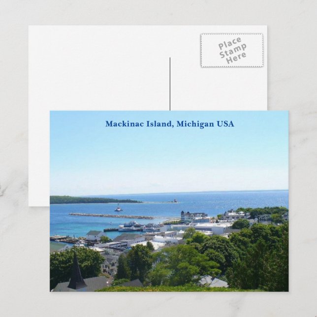 Mackinac Island View, Michigan USA Postcard (Front/Back)