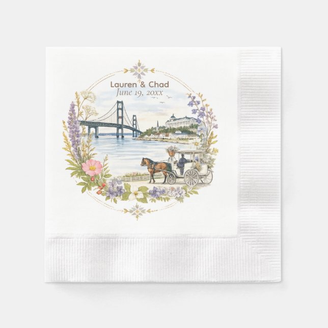 Mackinac Island Wedding Napkins (Front)