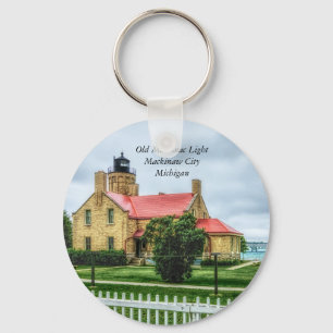 Mackinac Light and Bridge Key Ring