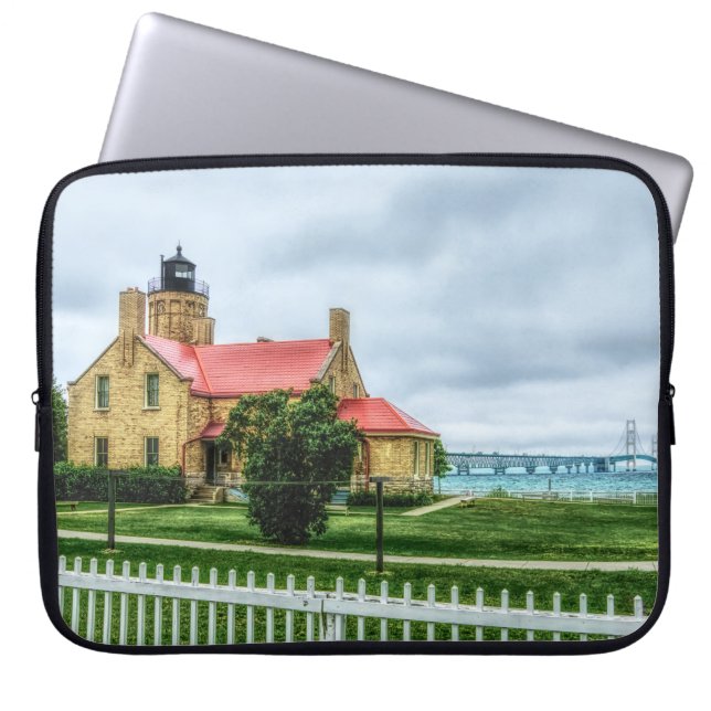 Mackinac Light and Bridge Laptop Sleeve (Front)
