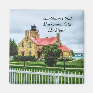 Mackinac Light and Bridge Magnet