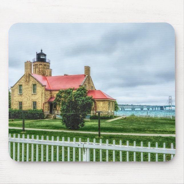 Mackinac Light and Bridge Mouse Mat (Front)