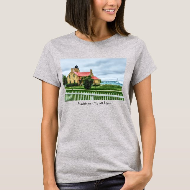 Mackinac Light and Bridge T-Shirt (Front)