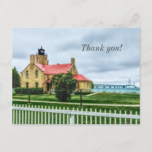 Mackinac Light and Bridge Thank You Postcard