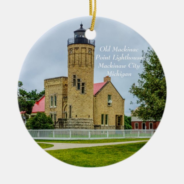 Mackinac Point Light Ceramic Tree Decoration (Front)