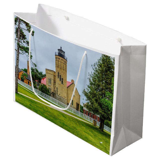 Mackinac Point Light Large Gift Bag (Front Angled)