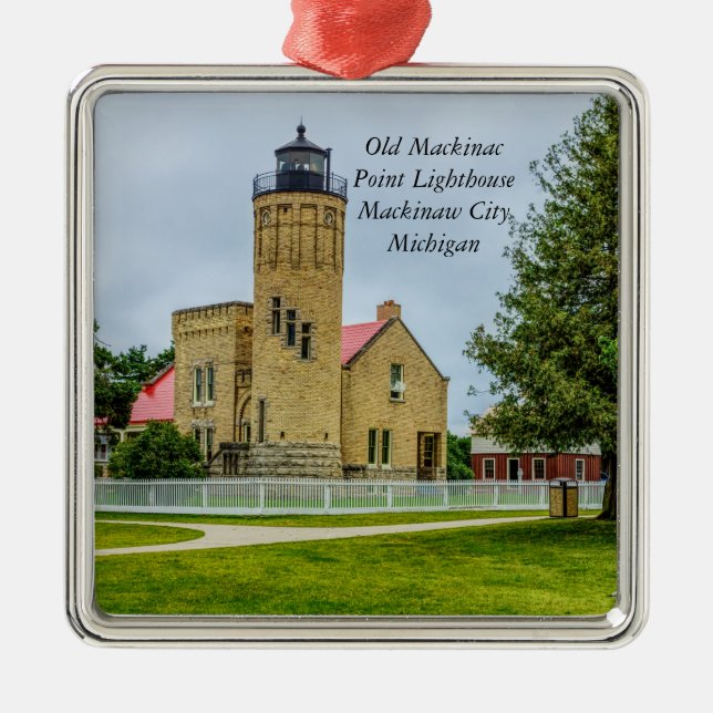 Mackinac Point Light Metal Tree Decoration (Front)