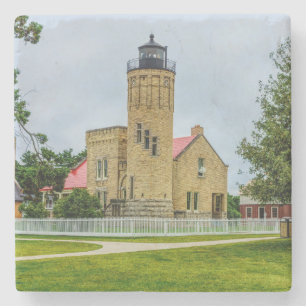 Mackinac Point Light Stone Coaster
