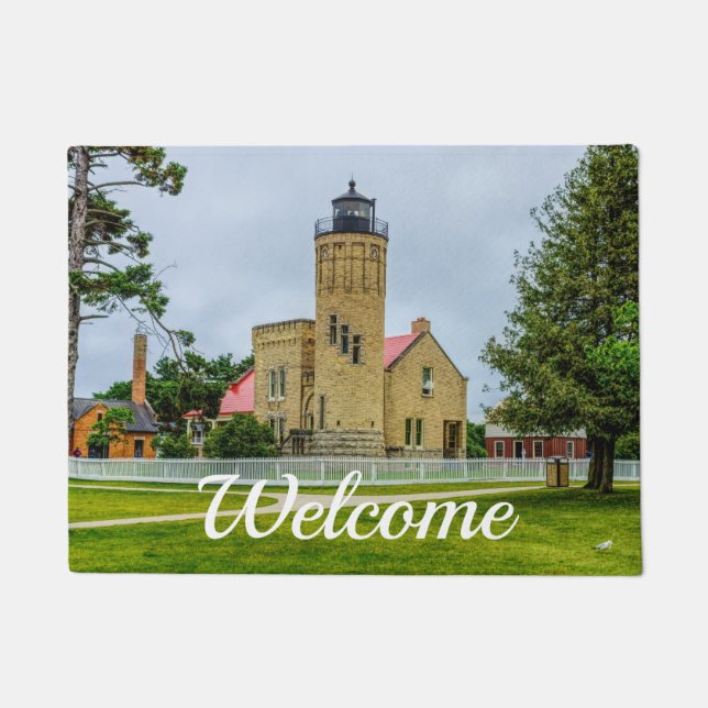Mackinac Point Light Welcome Doormat (Front)