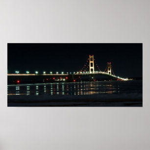 Mackinaw Bridge at night poster