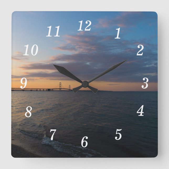 Mackinaw City Dusk Wall Clock (Front)