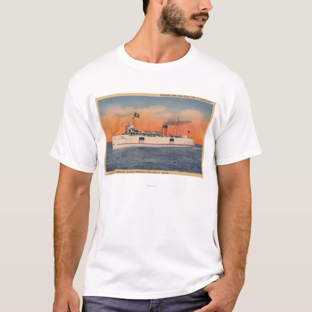 Mackinaw City, MI - View of City of Cheboygan T-Shirt (Front)
