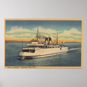Mackinaw City, MI - View of City of Petoskey Poster