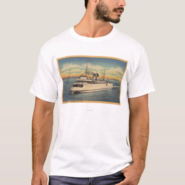 Mackinaw City, MI - View of City of Petoskey T-Shirt (Front)