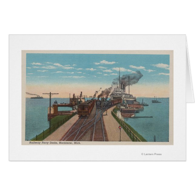 Mackinaw City, MI - View of Railway Ferry Docks (Front Horizontal)