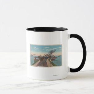Mackinaw City, MI - View of Railway Ferry Docks Mug