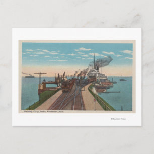 Mackinaw City, MI - View of Railway Ferry Docks Postcard