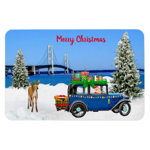 Mackinaw City Refrigerator Christmas Magnet