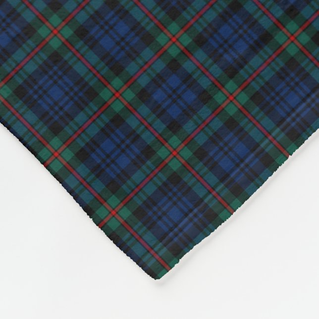 MacKinlay Clan Blue, Black, and Green Tartan Fleece Blanket (Corner)