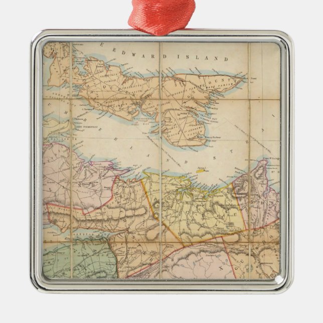 Mackinlay's map of the Province of Nova Scotia Metal Tree Decoration (Front)
