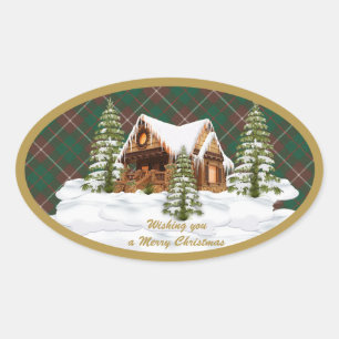 MacKinnon Hunting Ancient Original Scottish Tartan Oval Sticker