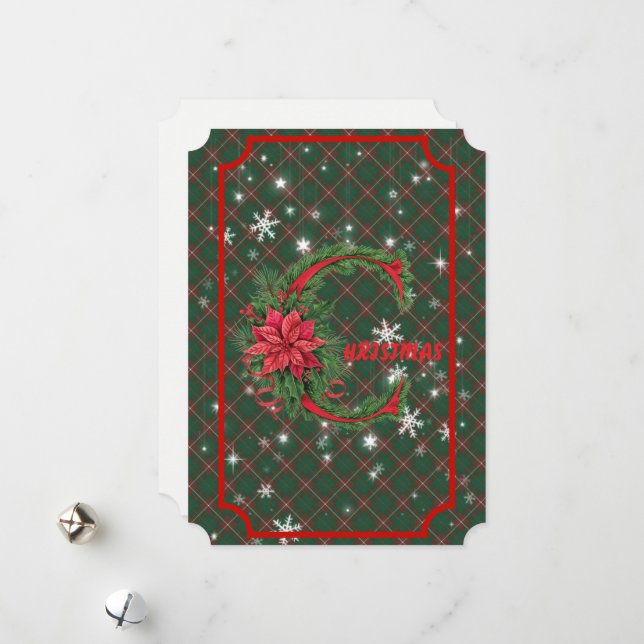 MacKinnon Hunting Scottish Tartan Christmas Holiday Card (Front/Back In Situ)