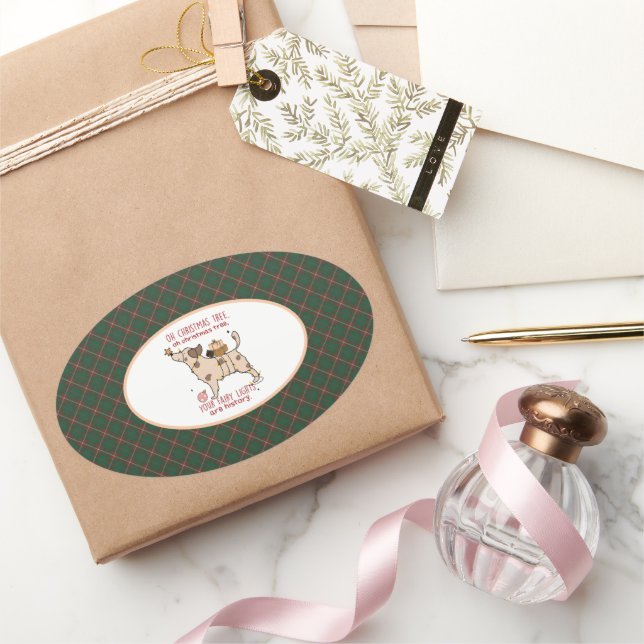 MacKinnon Hunting  Scottish Tartan Christmas Oval Sticker (Gifting)