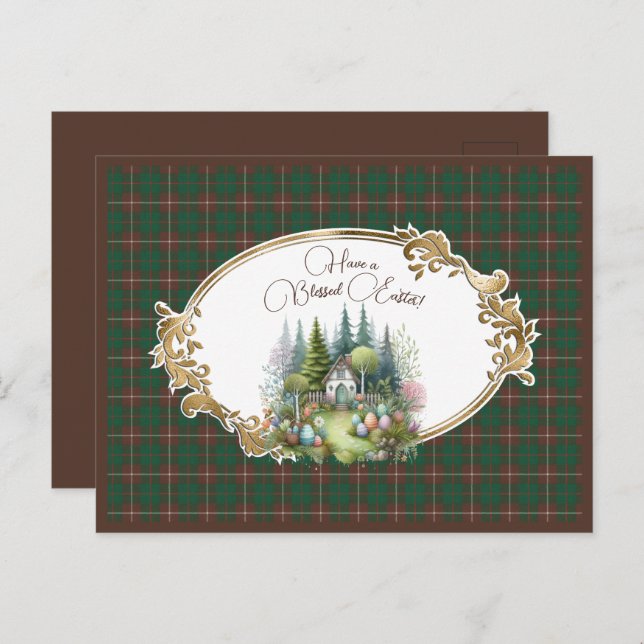 MacKinnon Hunting Scottish Tartan Easter  Holiday Postcard (Front/Back)