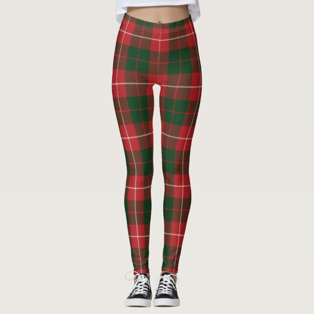 Mackinnon Plaid Tartan Scottish Clan Pattern Leggings (Front)