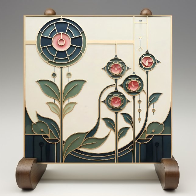 Mackintosh Art Deco Abstract Floral Wall Decor Cer Tile (Creator Uploaded)
