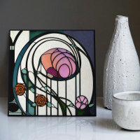 Mackintosh Art Deco Abstract Floral Wall Decor Cer