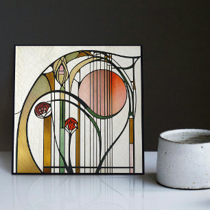 Mackintosh Art Deco Abstract Floral Wall Decor Cer Tile